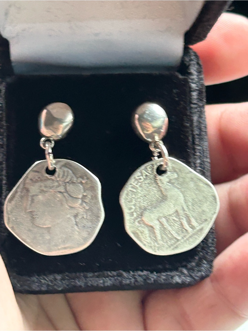 Uno De 50 Sterling silver Coin Drop Earrings - Silver
